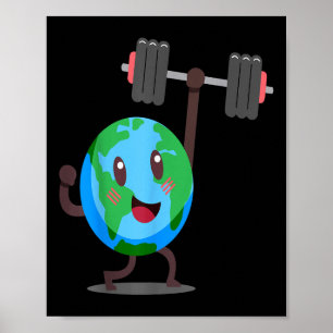 Planet Lifting Earth Day Planet Workout Environmen Poster