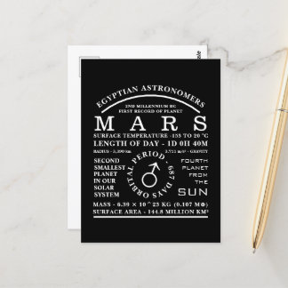 Planet Mars Detailed Astronomy Symbol Postcard