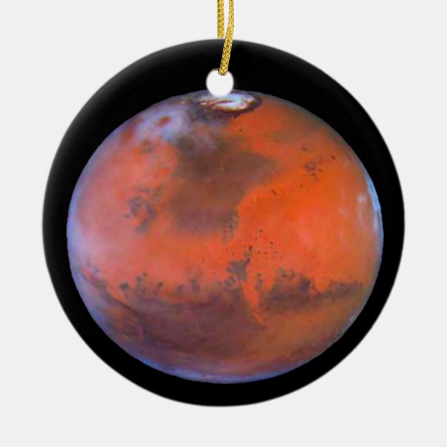 Planet Mars Ornament. Ceramic Tree Decoration (Front)