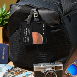 Planet Mars Solar System Black Space with Stars Luggage Tag