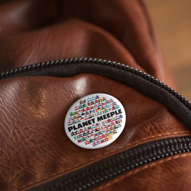 Planet Meeple, Black Text Button (Creator Uploaded)