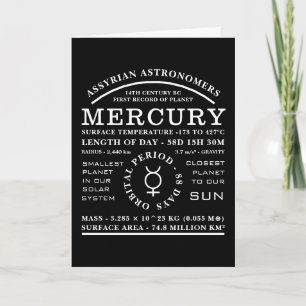 Planet Mercury Detailed Astronomy Symbol Card