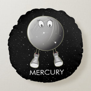 Planet Mercury & Stars Round Cushion