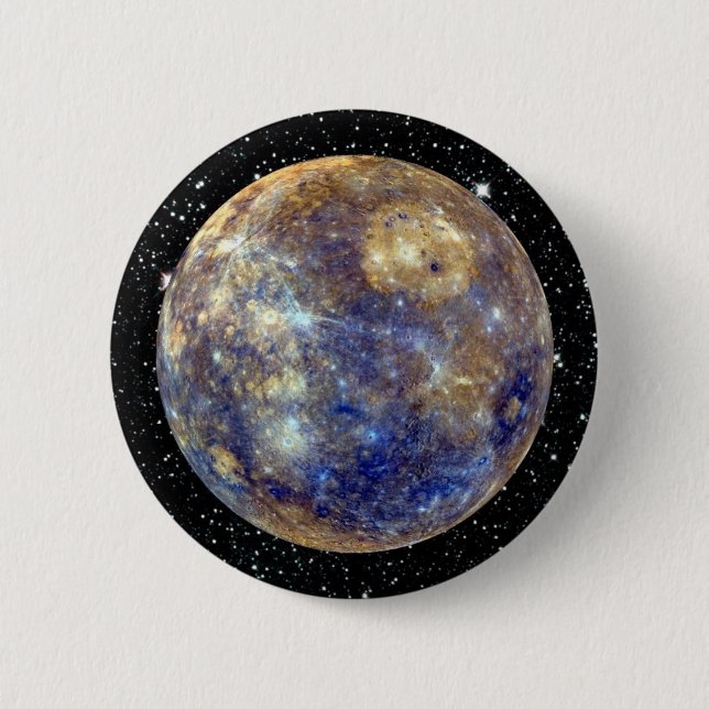 PLANET MERCURY v.2 star background (solar system) 6 Cm Round Badge (Front)