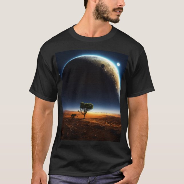 Planet & Moon – Celestial Minimalist Tee (Front)