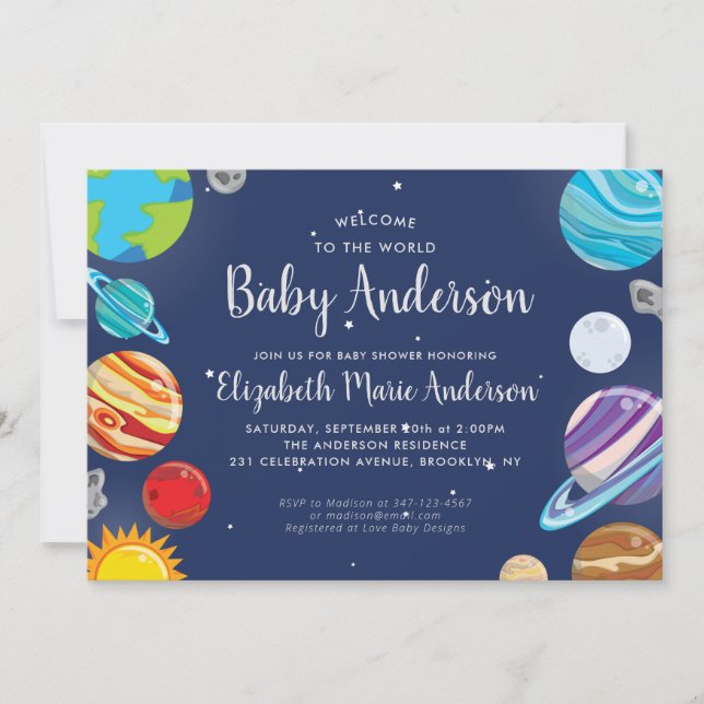 Planet Outer Space Galaxy Solar System Baby Shower Invitation (Front)