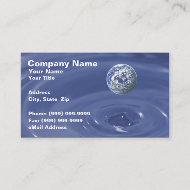 Planet Over Blue Water Business Card (Front)