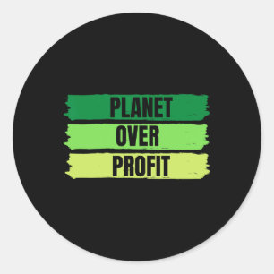 Planet Over Profit Earth Day Vintage Classic Round Sticker