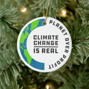 Planet Over Profit Global Warming Climate Change Ceramic Tree Decoration