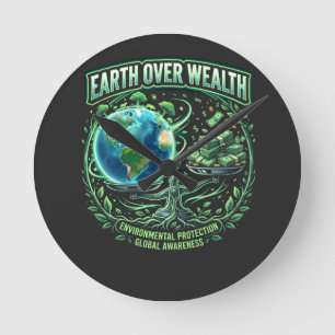 Planet Over Profit Round Clock