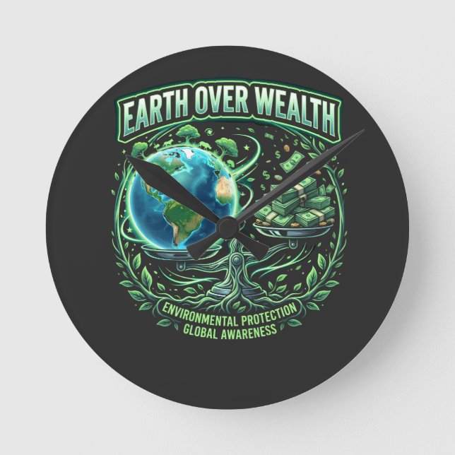 Planet Over Profit Round Clock (Front)
