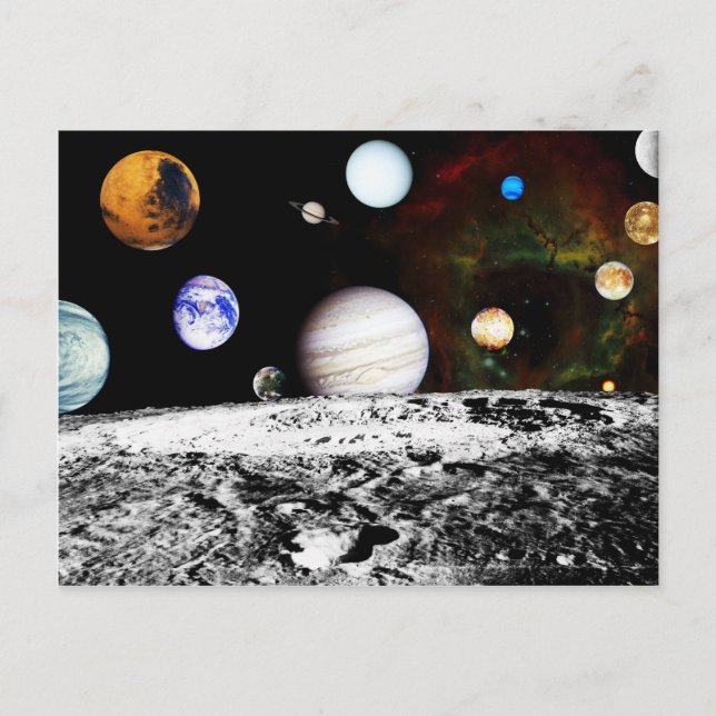 Planet Panorama from the Surface of the Moon Postcard (Front)