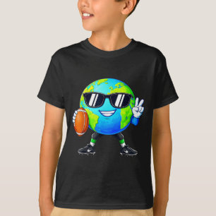 Planet peace sign environment football earth day T-Shirt