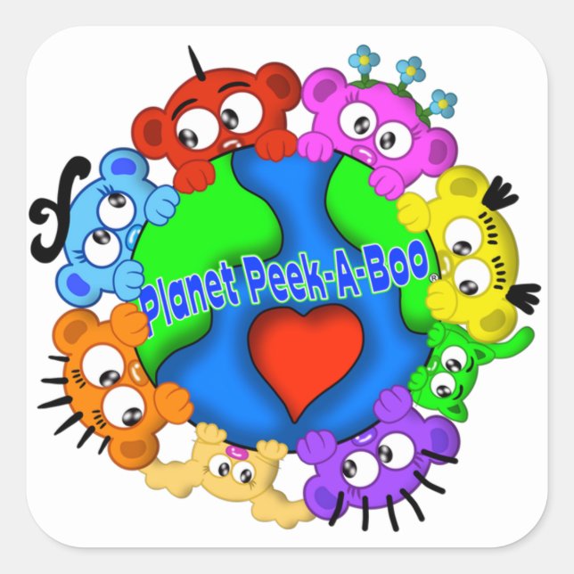 PlANET PEEK-A-BOO "Logo Design" Square Sticker (Front)