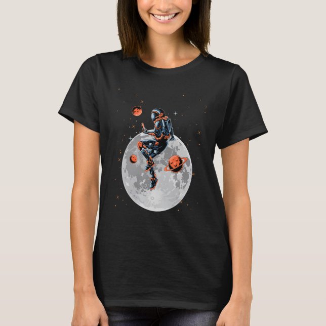 Planet Phone Astronaut Moon Landing Cool Adult Gra T-Shirt (Front)