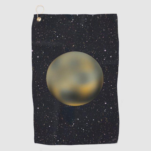 Planet Pluto Starry Sky Golf Towel (Front)