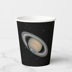 Planet Saturn Aurora and Rings Paper Cups