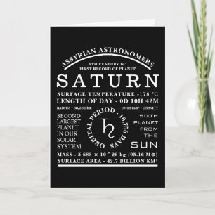 Planet Saturn Detailed Astronomy Symbol Card
