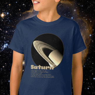 Planet Saturn with rings and facts kids  T-Shirt