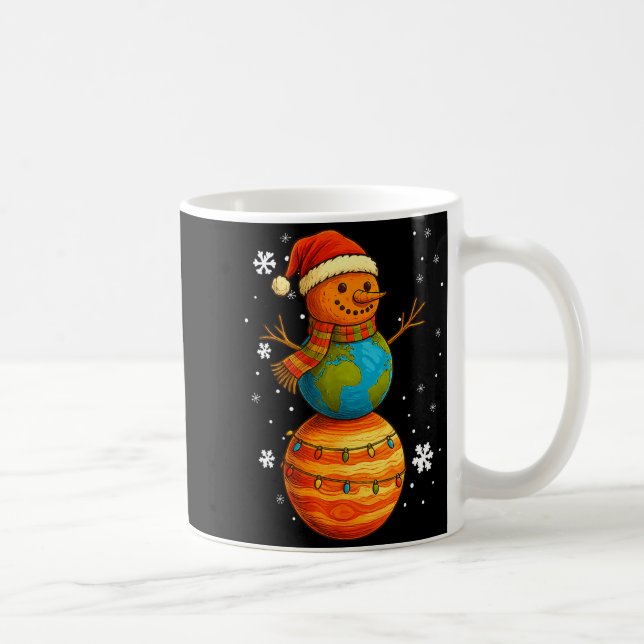 Planet Snowman Earth Saturn Christmas Holiday Art  Coffee Mug (Right)