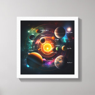Planet Solar System Sun Moon Jupiter Illustration  Canvas Print