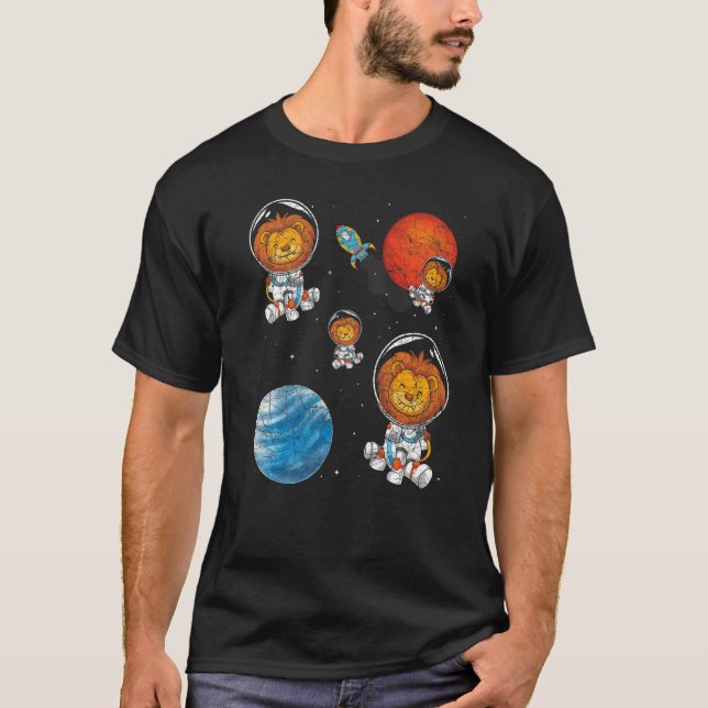 Planet Space Travel Rocket Africa Animal Astronaut T-Shirt (Front)