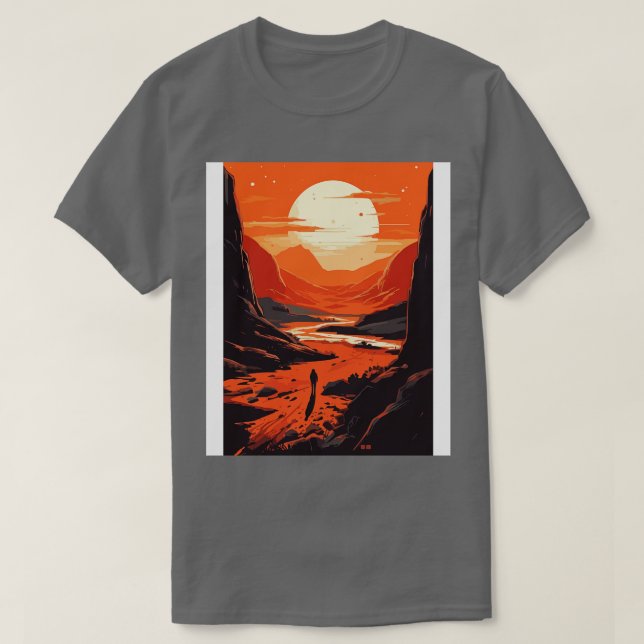 Planet Sunset Scene  Art Style T-Shirt (Design Front)