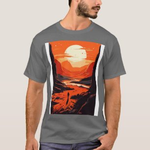 Planet Sunset Scene  Art Style T-Shirt