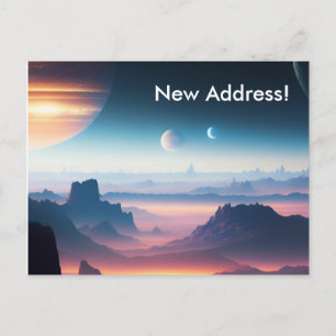 Planet Surface Planet Moons New Address Postcard