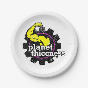 Planet Thiccness Gym Thickness Funny Joke Workout  Paper Plate