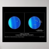 Planet Uranus and it's Moon Ariel from the Hubble