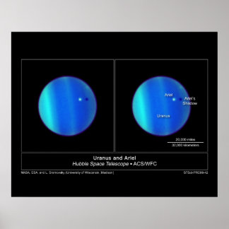 Planet Uranus and it's Moon Ariel from the Hubble Poster