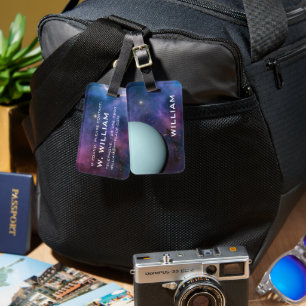 Planet Uranus Solar System Space Purple Galaxy Luggage Tag