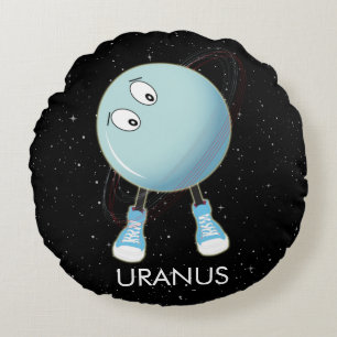 Planet Uranus & Stars Round Cushion