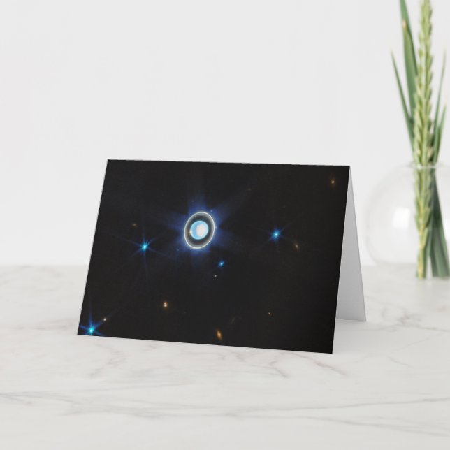 Planet Uranus with Rings and Moons JWST Image Card (Front)