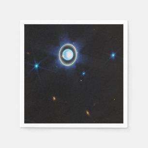 Planet Uranus with Rings and Moons JWST Image Napkin