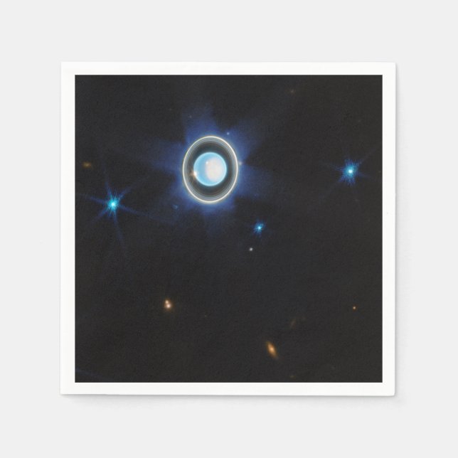 Planet Uranus with Rings and Moons JWST Image Napkin (Front)