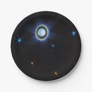 Planet Uranus with Rings and Moons JWST Image Paper Plate