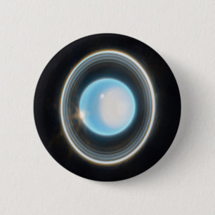 Planet Uranus with Rings JWST Image 6 Cm Round Badge