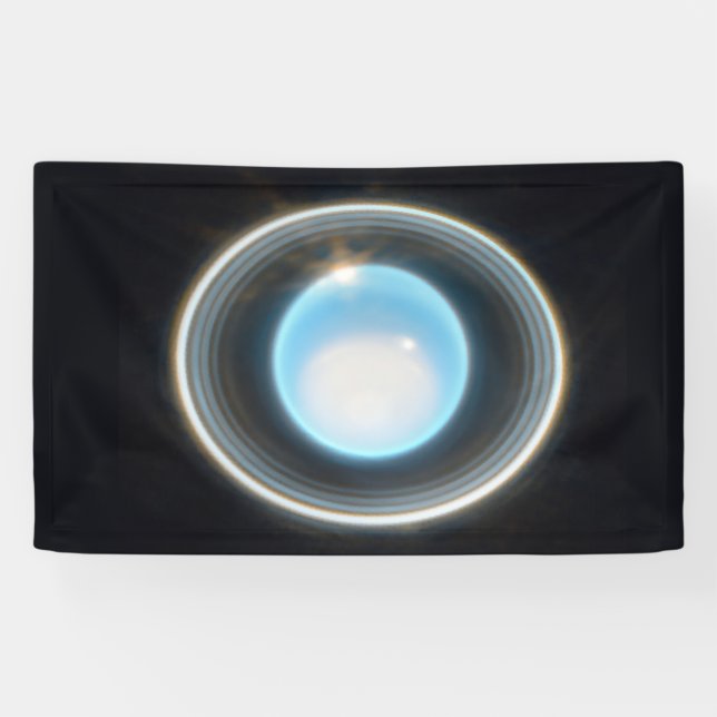 Planet Uranus with Rings JWST Image Banner (Horizontal)