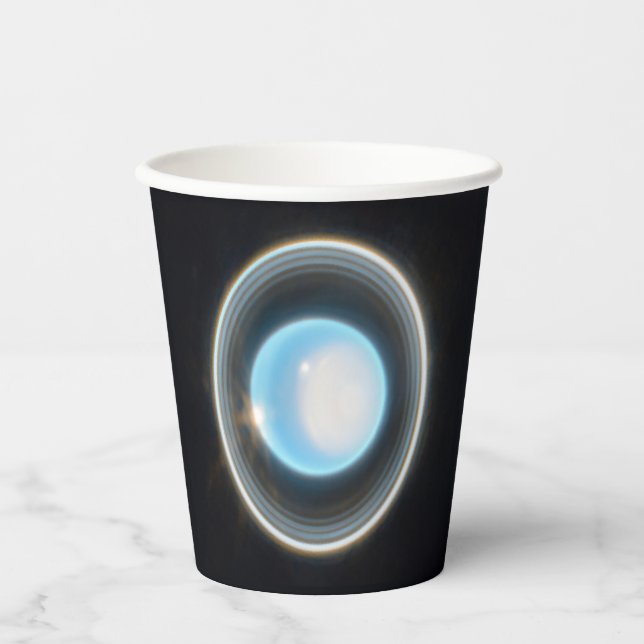 Planet Uranus with Rings JWST Image Paper Cups (Front)