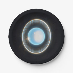 Planet Uranus with Rings JWST Image Paper Plate