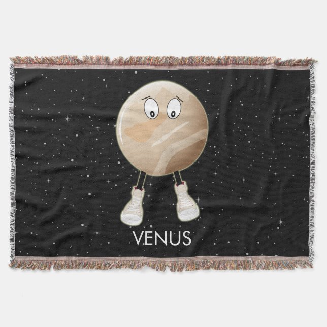 Planet Venus & Stars Throw Blanket (Front)