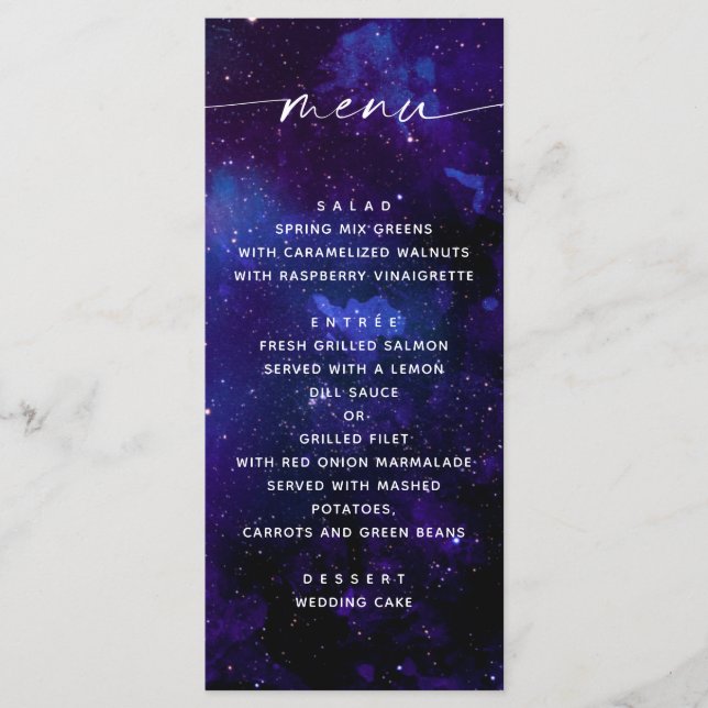 Planetarium Wedding | Romantic Celestial Space Menu (Front)