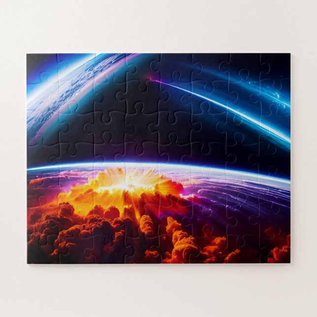 Planetary Explosion Under Amazing Cosmic Night Sky Jigsaw Puzzle (Horizontal)