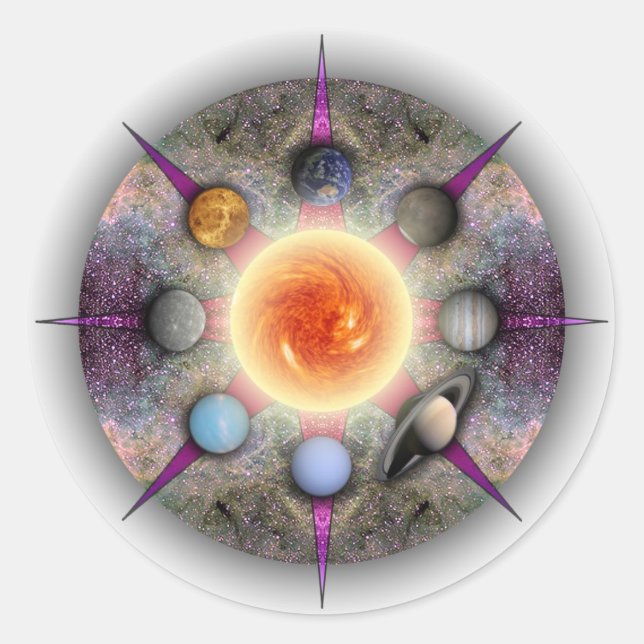 Planetary Mandala Circle Sticker (Front)