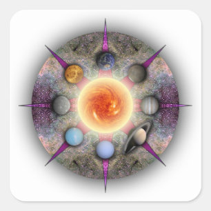 Planetary Mandala Rectangular Sticker