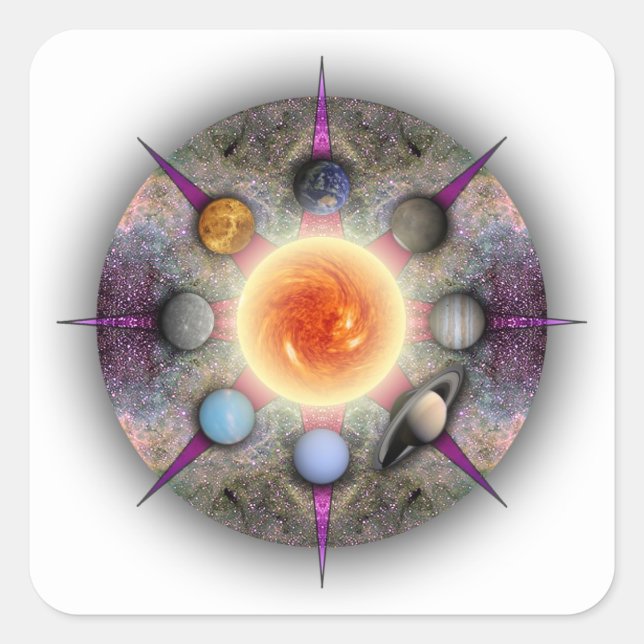 Planetary Mandala Rectangular Sticker (Front)