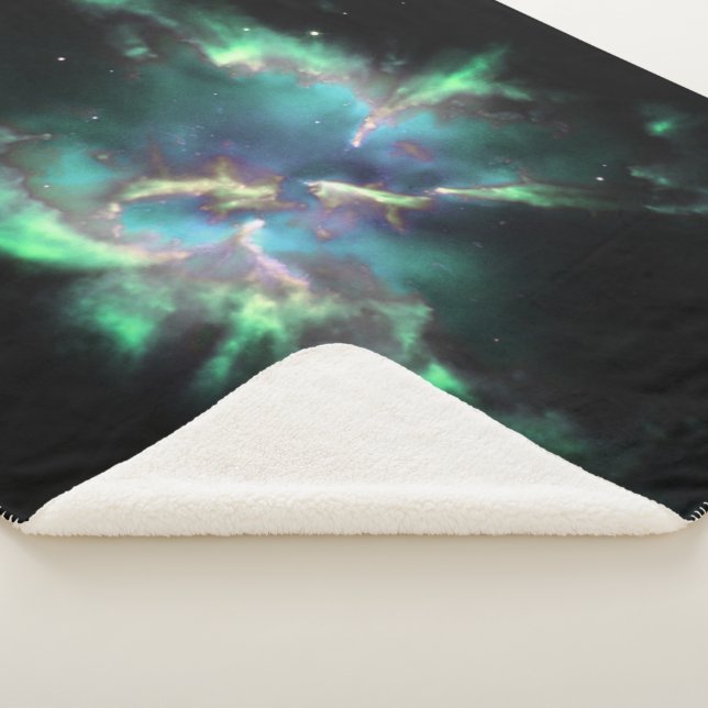 Planetary Nebula Mint Green Periwinkle Fleece Blan Sherpa Blanket (3/4)