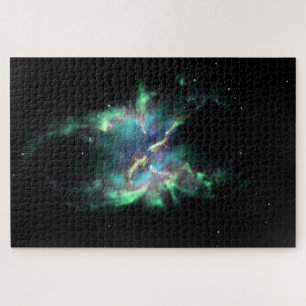 Planetary Nebula Mint Green Periwinkle Jigsaw Puzzle